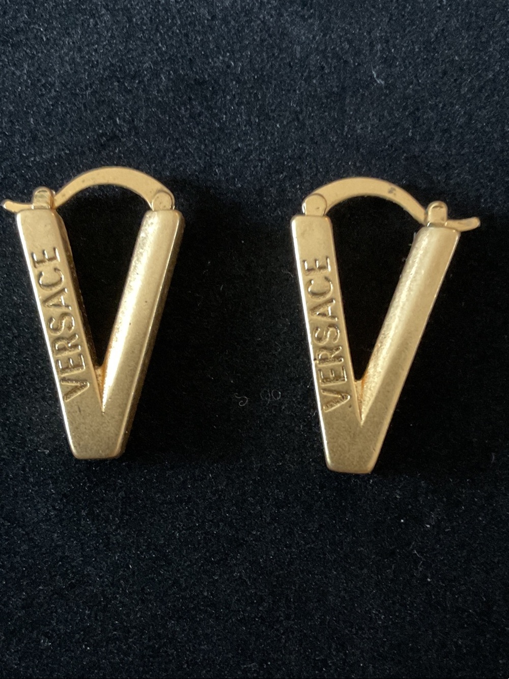Versace Gold V-Logo Drop Earrings - Picture 2 of 5